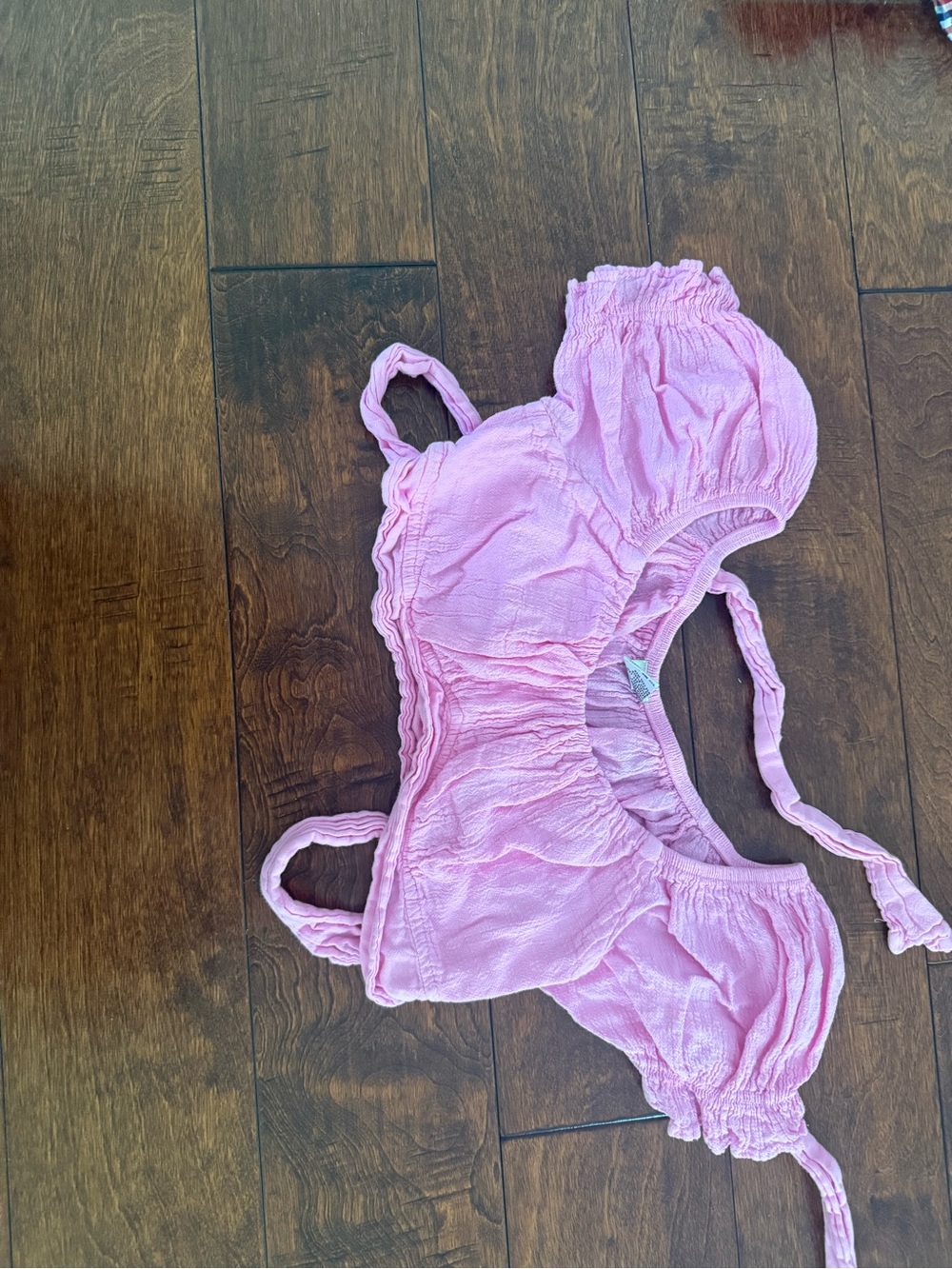 Pink Puff-Sleeve Crop Top